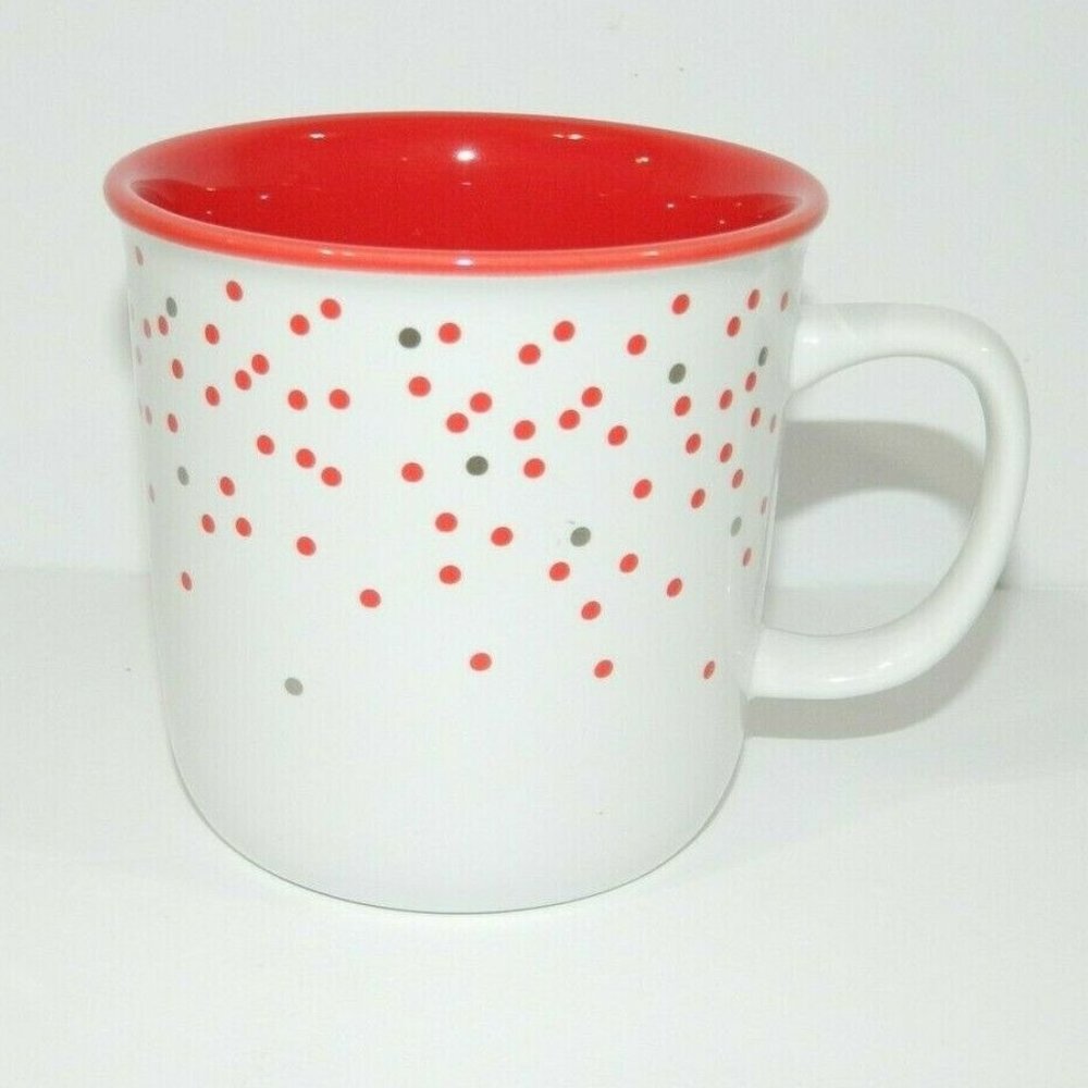 Davids Tea White Red Dots Holiday Christmas Mug